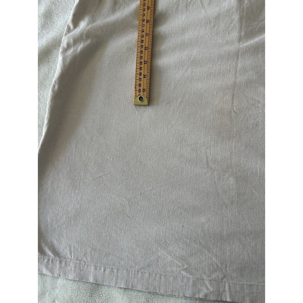 Vintage Linen Blend Midi Dress Womens Medium Neutral Beige Minimalist Relaxed Fi - Picture 6 of 12